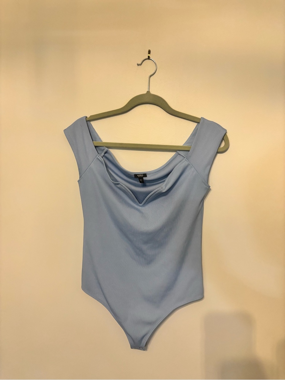 Express Light Blue Off-Shoulder Plunging Bodysuit